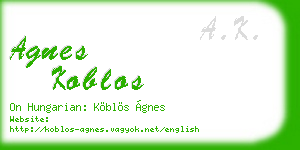 agnes koblos business card