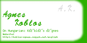 agnes koblos business card